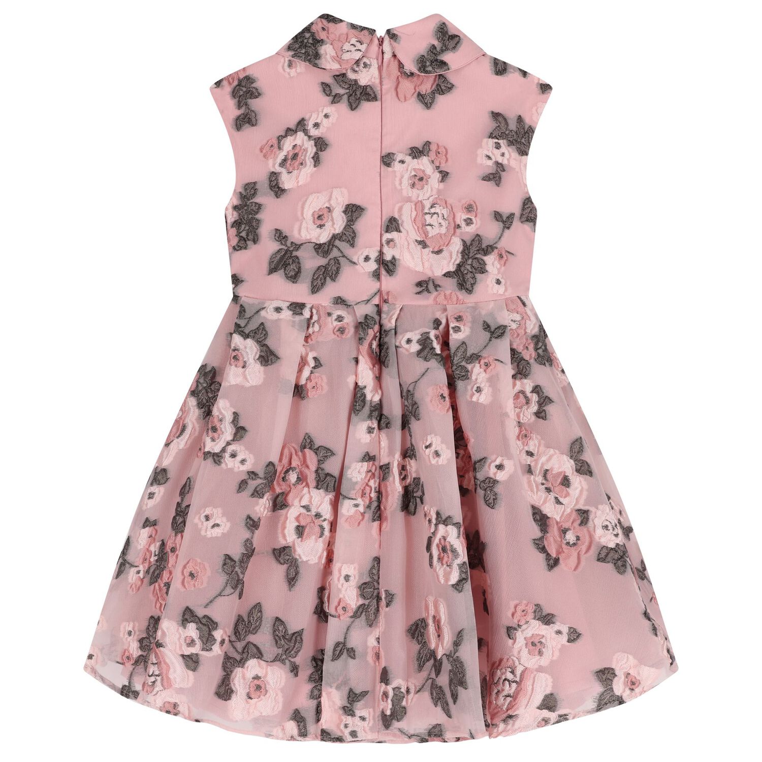 Girls Pink Floral Organza Brocade Dress, 1, hi-res image number null