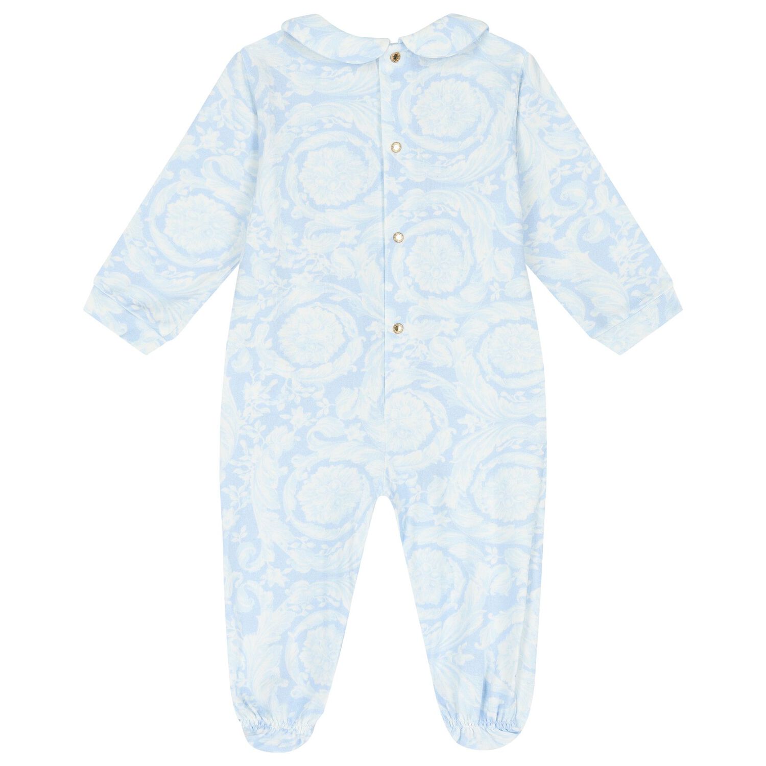 Baby Boys Blue & Ivory Barocco Babygrow Gift Set, 3, hi-res