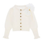 Girls White Bow Cardigan, 2, hi-res