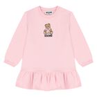 Younger Girls Pink Teddy Bear Logo Dress , 3, hi-res