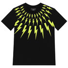 Boys Black Thunderbolt T-Shirt, 2, hi-res