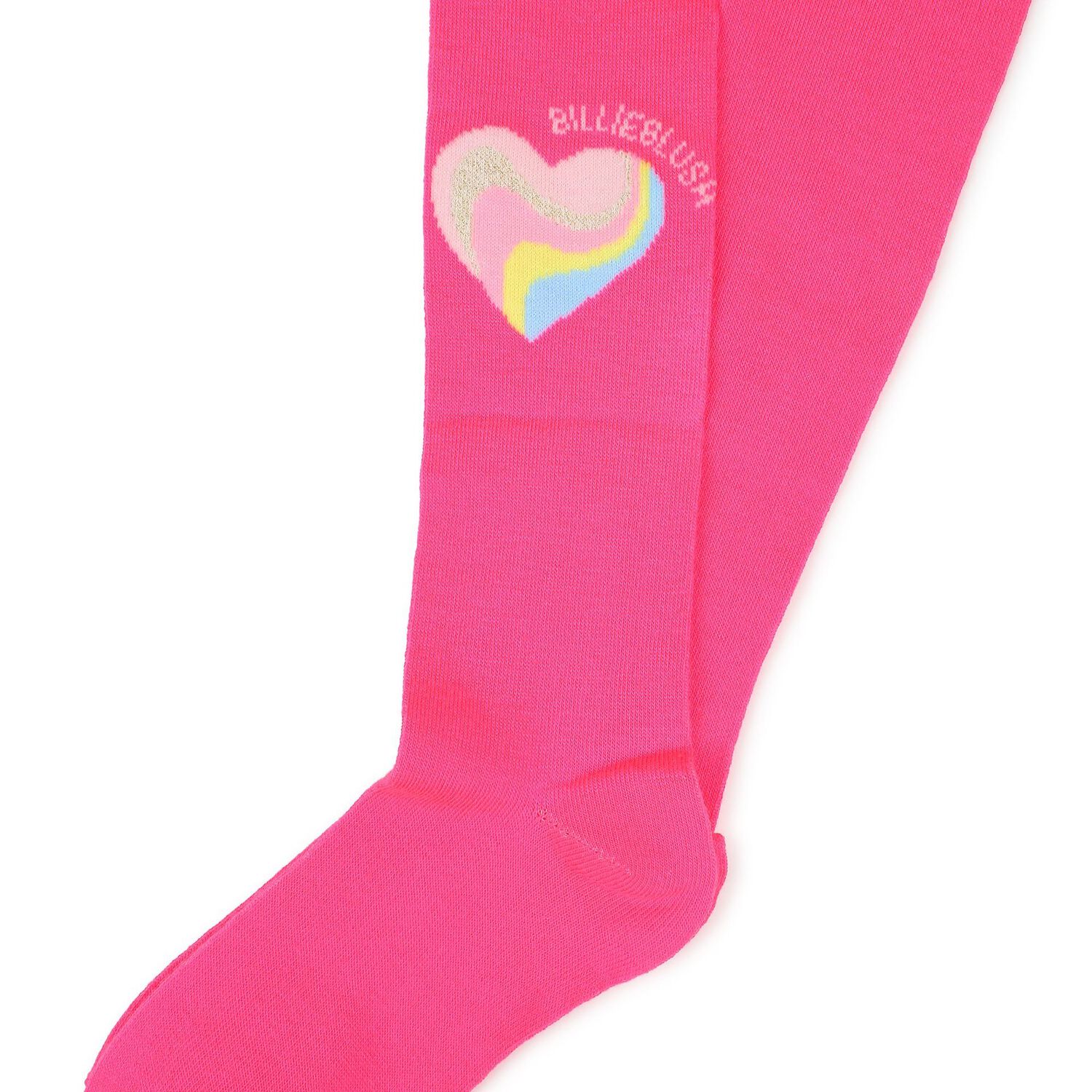 Girls Pink Heart Tights, 1, hi-res