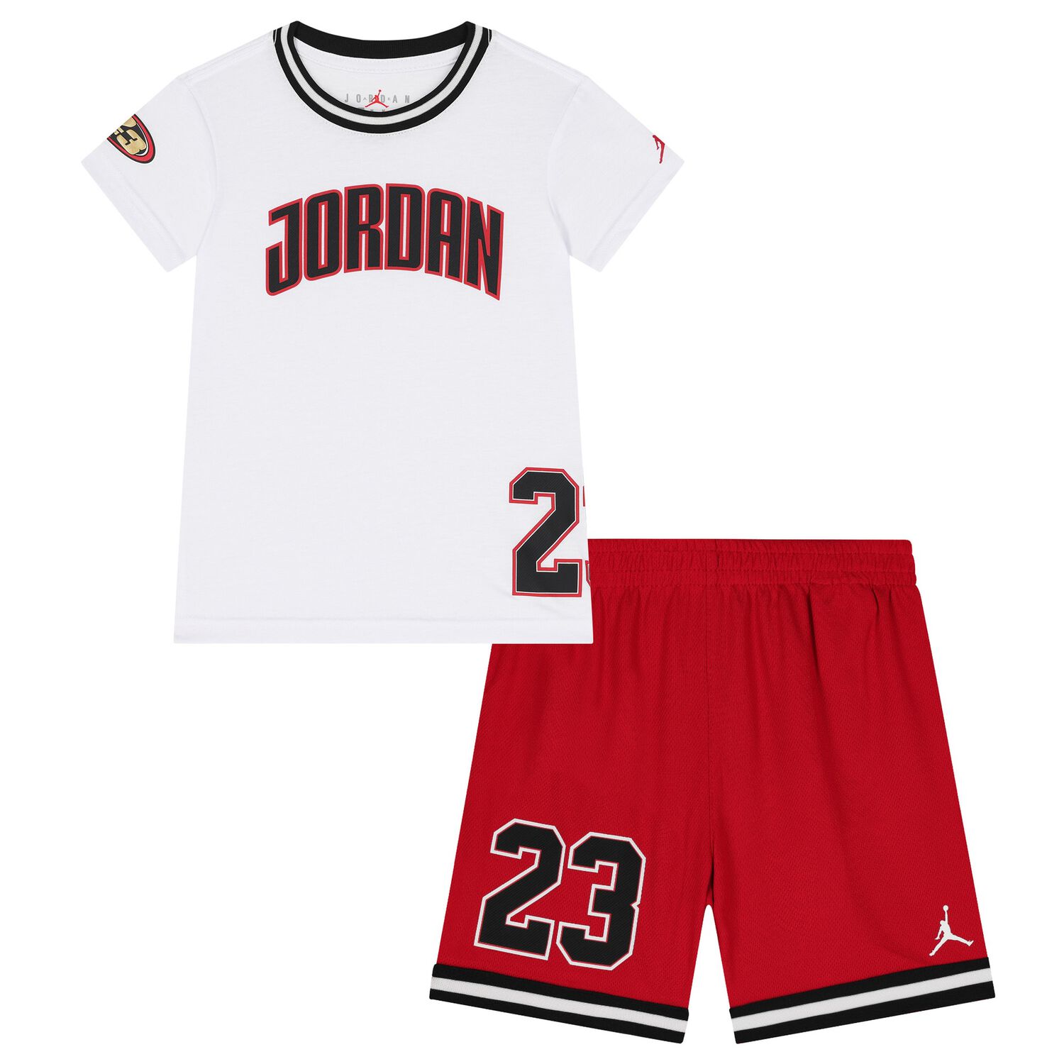Boys White & Red Jordan Logo Shorts Set, 1, hi-res