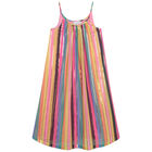 Girls Gold & Pink Logo Striped Dress, 1, hi-res