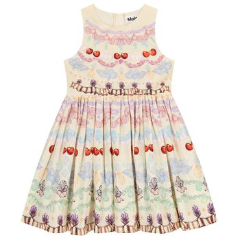 Girls Beige Cherry & Floral Dress