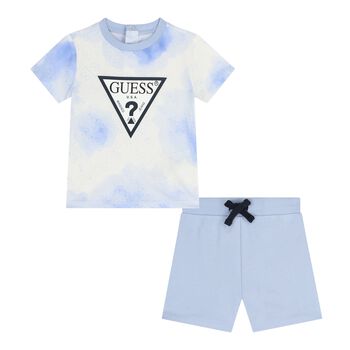 Baby Boys Blue & White Logo Shorts Set