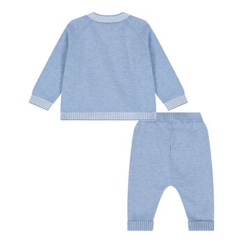 Baby Boys Blue Teddy Bear Knitted Trousers Set