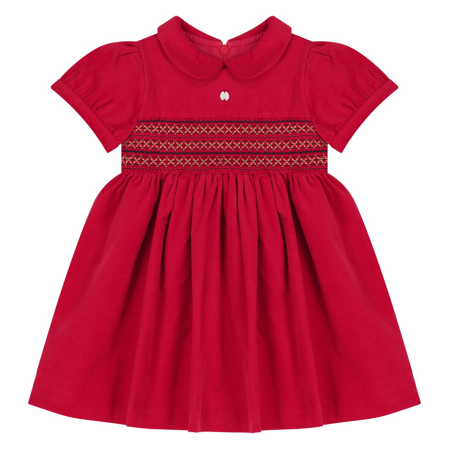 Younger Girls Red Velvet Dress, 1, hi-res