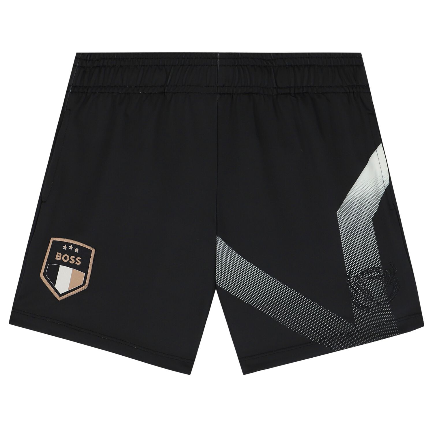 Boys Black Logo Shorts, 1, hi-res