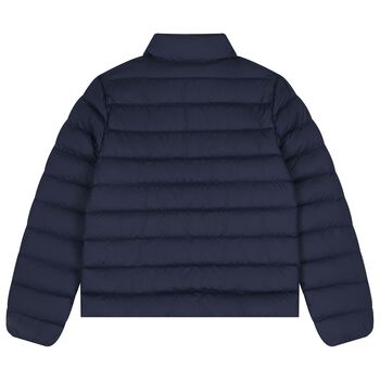 Boys Navy Blue Logo Puffer Jacket