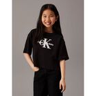 Girls Black Logo T-Shirt, 1, hi-res