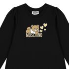 Girls Black Teddy Bear Logo Dress, 3, hi-res