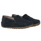 Boys Navy Blue Moccasins, 1, hi-res