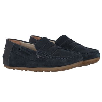 Boys Navy Blue Moccasins