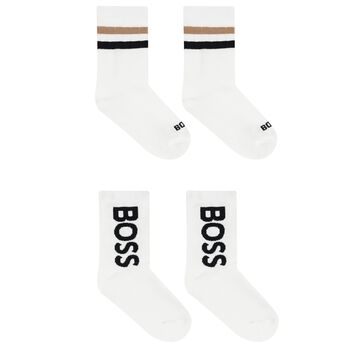 Boys White Logo Socks ( 2-Pack )