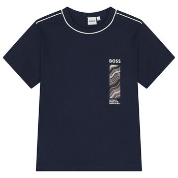 Boys Navy Blue Logo T-Shirt