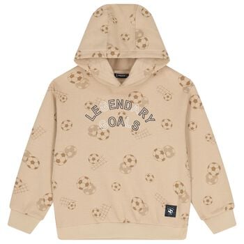 Boys Beige Football Hooded Top 
