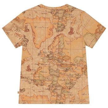 Boys Beige Geo Map Logo T-Shirt