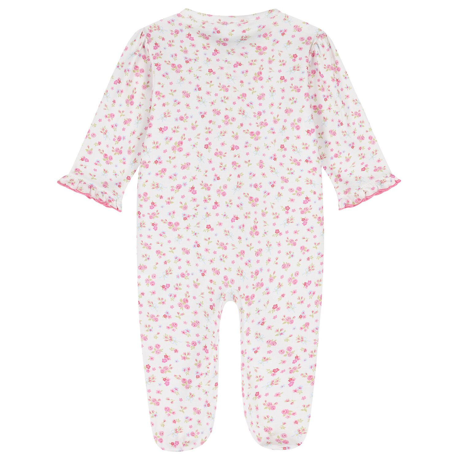 Baby Girls White & Pink Rose Renaissance Babygrow, 1, hi-res