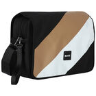 Black, White & Beige Logo Baby Changing Bag, 1, hi-res