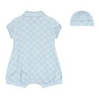 Baby Boys Blue GG Logo Romper Gift Set, 1, hi-res