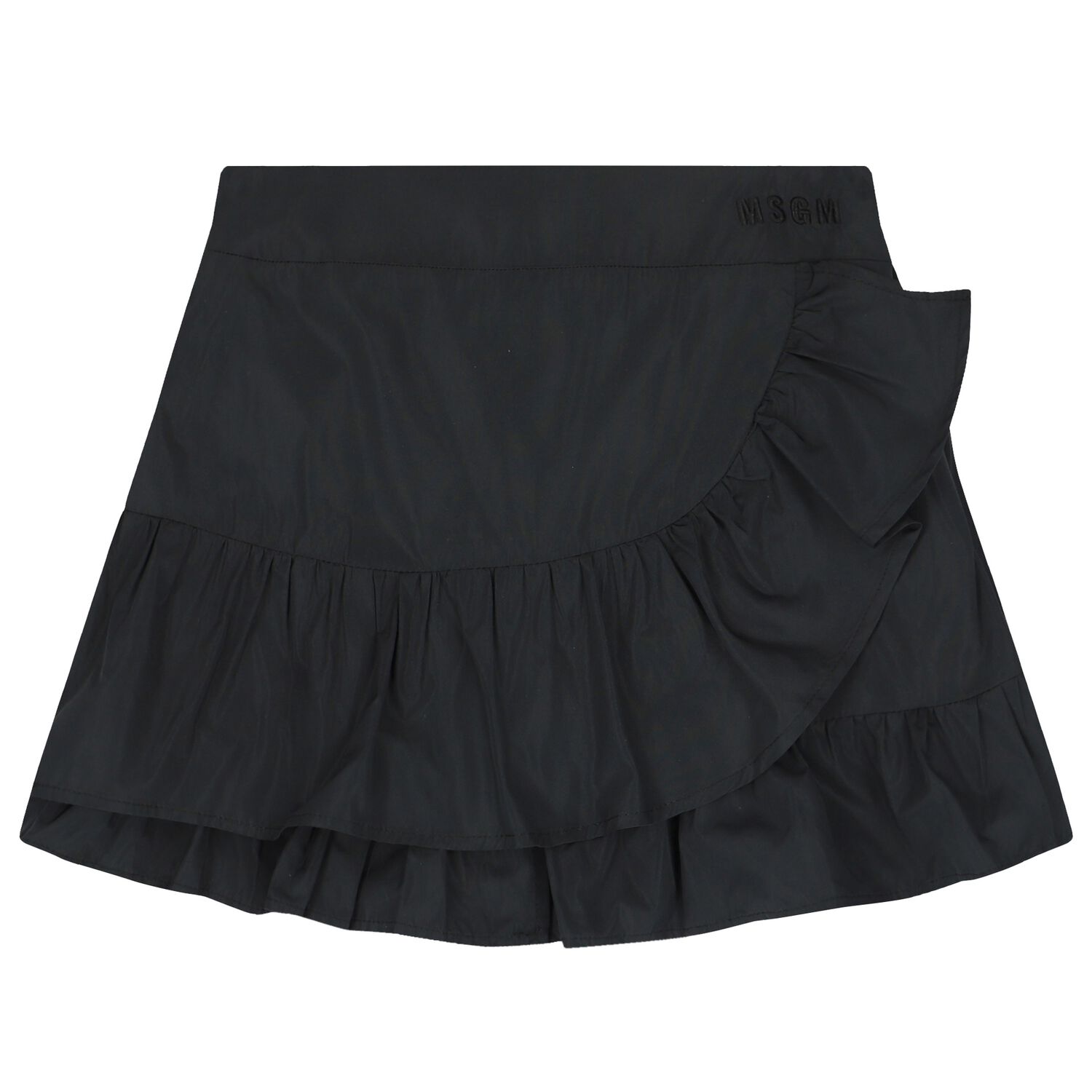 Girls Black Logo Ruffled Skirt, 3, hi-res