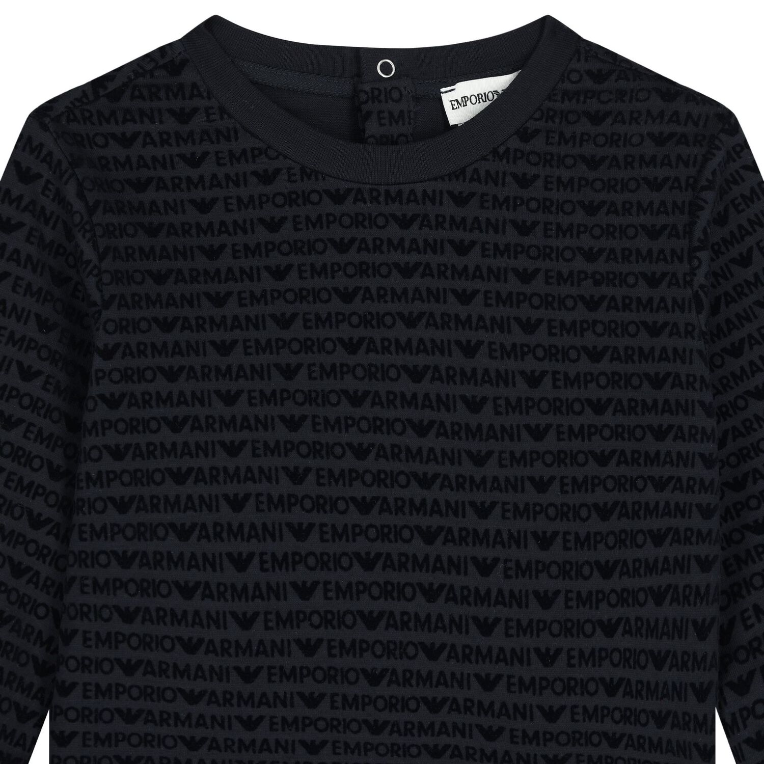 Younger Boys Navy Blue Logo Long Sleeve Top, 1, hi-res