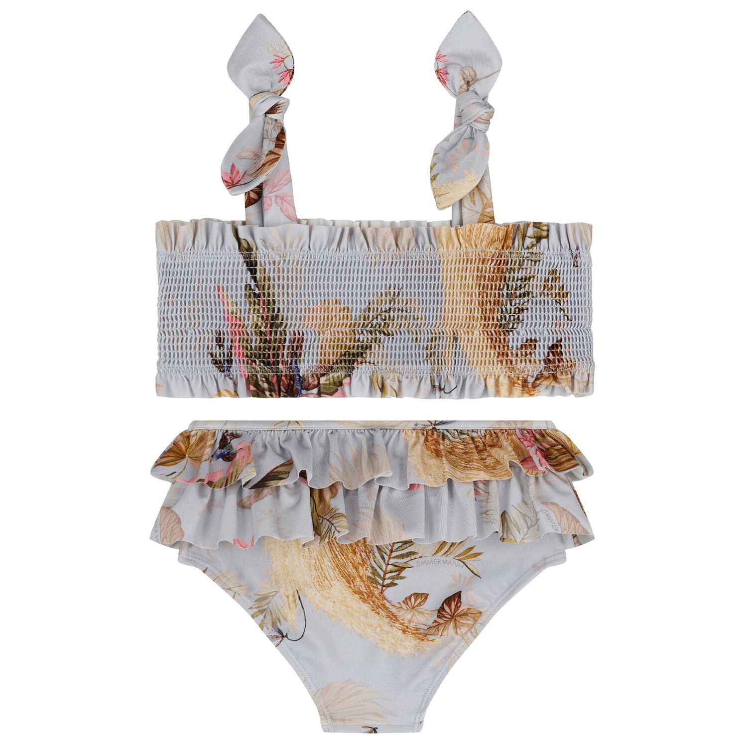 Girls Blue Floral Bikini, 1, hi-res