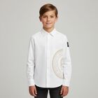 Boys White Logo Shirt, 1, hi-res