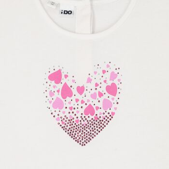 Girls White Heart Top