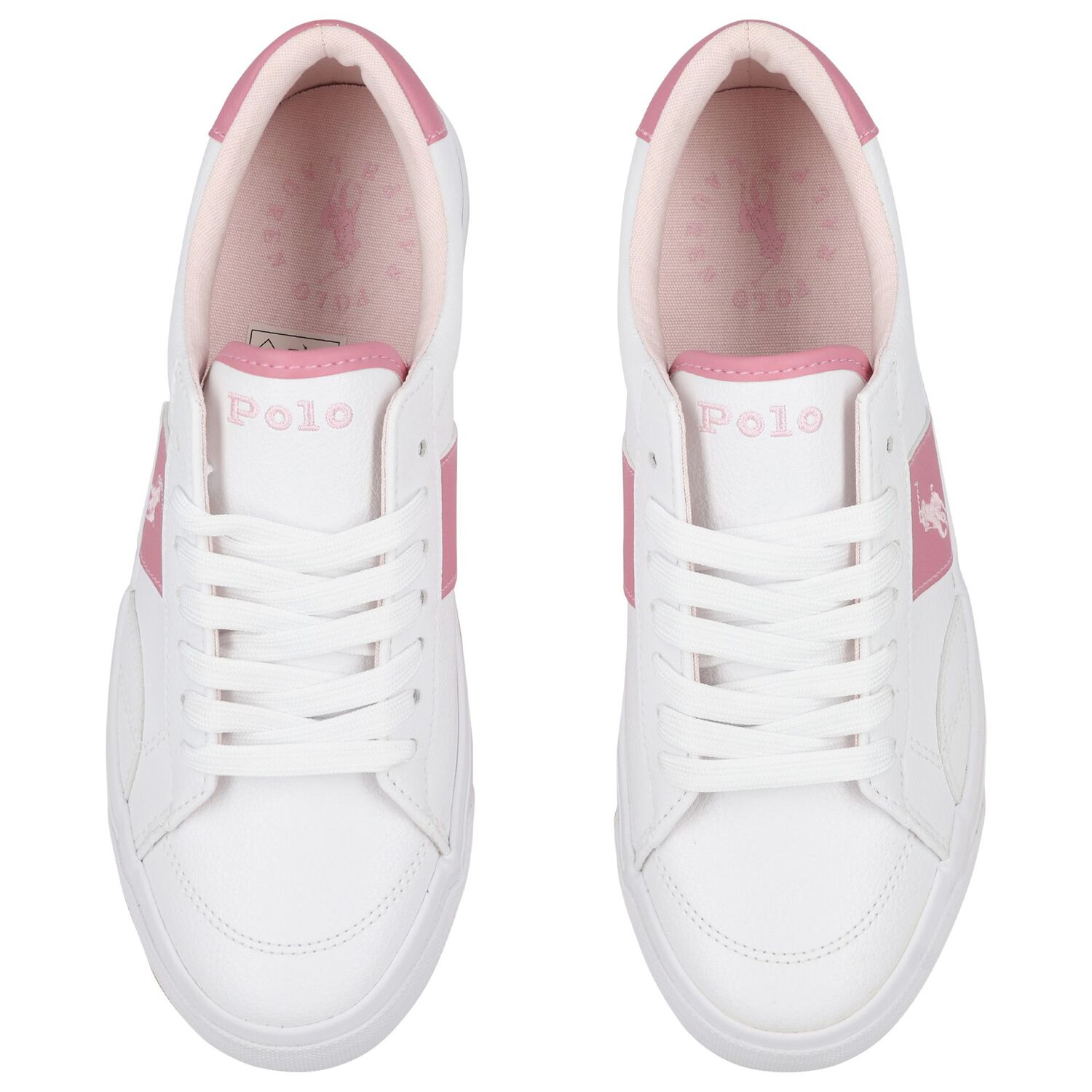 Girls White & Pink Logo Trainers, 1, hi-res image number null