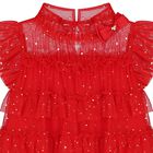 Girls Red Embellished Tiered Tulle Dress, 1, hi-res