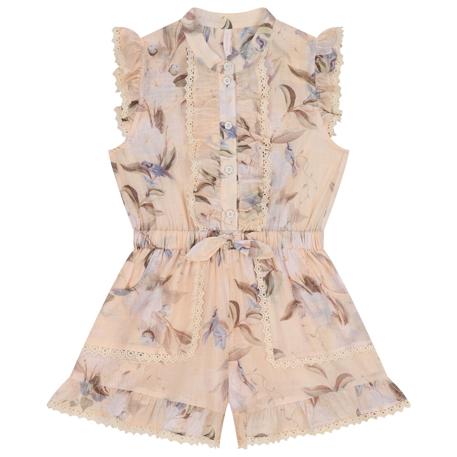 Girls Pink Floral Playsuit, 1, hi-res