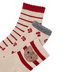 Girls Beige & Red Socks (3 Pack), 1, hi-res