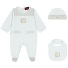 Baby Boys Blue & Gold Logo Babygrow Gift Set , 2, hi-res