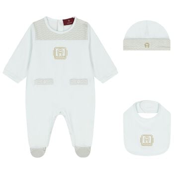 Baby Boys Blue & Gold Logo Babygrow Gift Set 