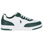 Boys White & Green Logo Trainers, 1, hi-res