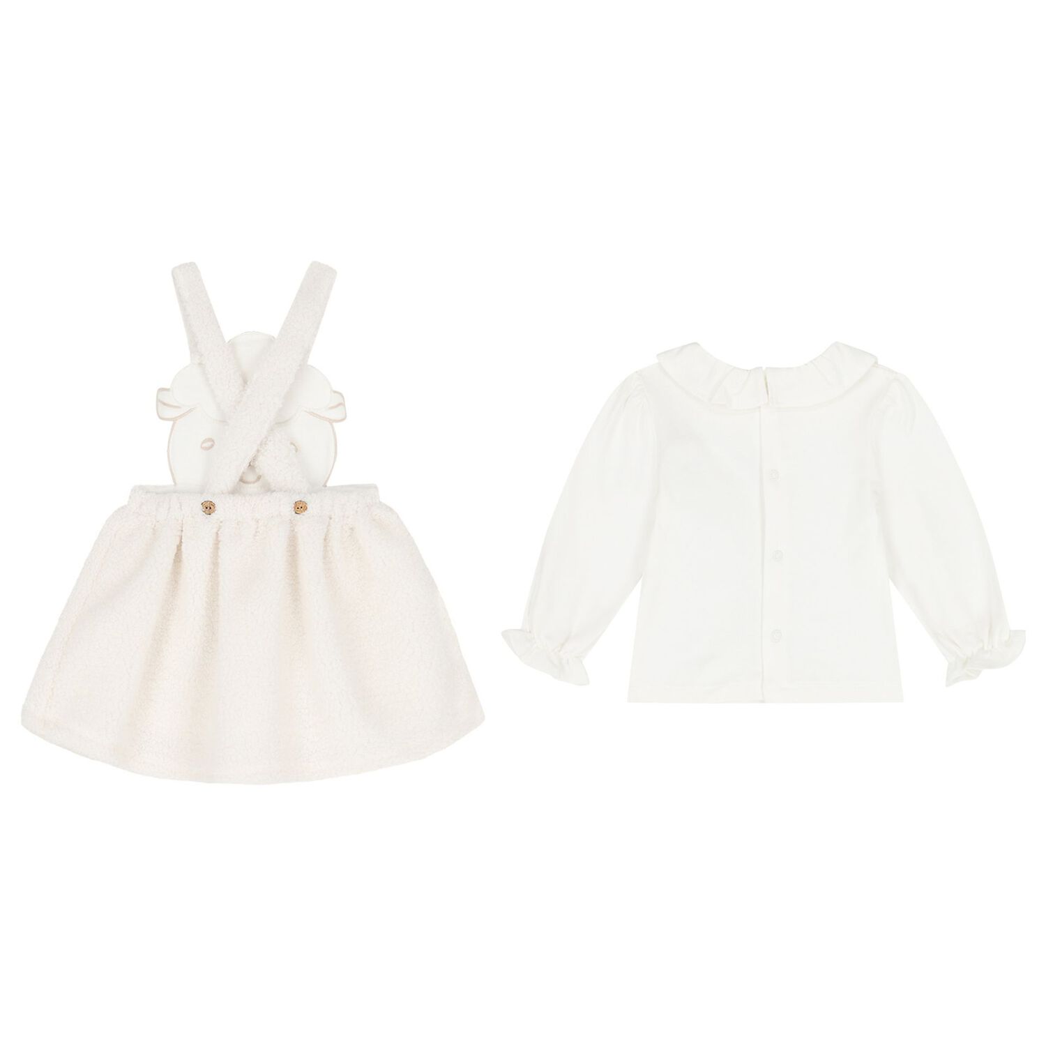 Baby Girls Ivory Sheep Skirt Set, 1, hi-res