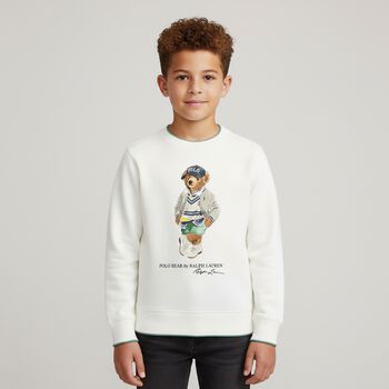 Boys Ivory Polo Bear Sweatshirt, 1 Boys Ivory Polo Bear Sweatshirt