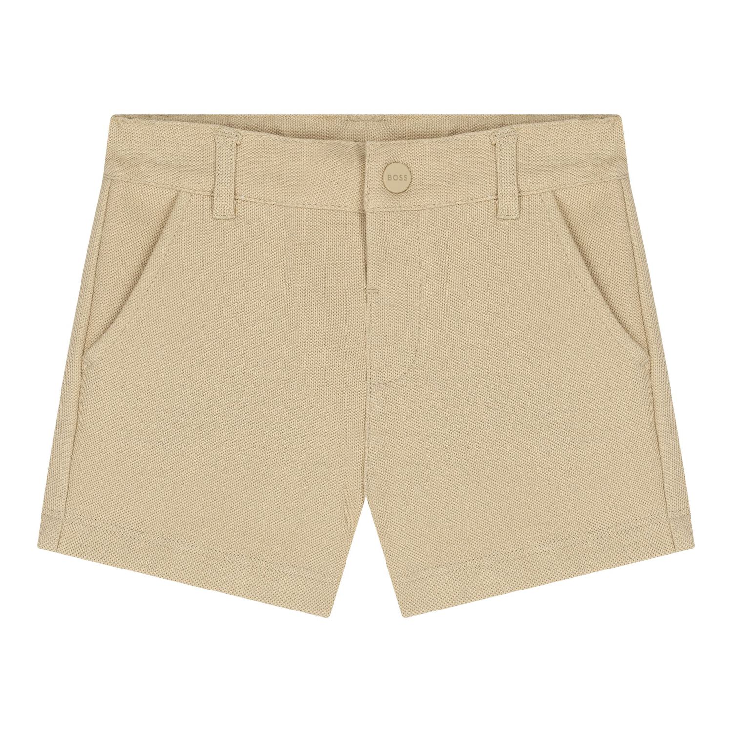 Baby Boys White & Beige Logo Shorts Set, 1, hi-res