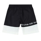 Boys Black & White Logo Swim Shorts, 1, hi-res