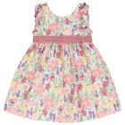 Younger Girls White, Green & Pink Floral Dress, 1, hi-res