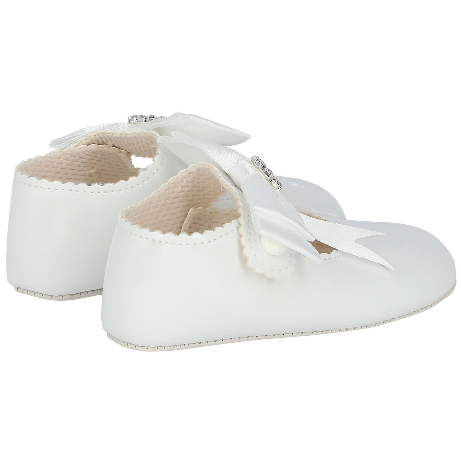Baby Girls White Leather Pre Walker Shoes, 3, hi-res