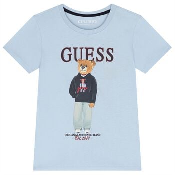 Boys Blue Teddy Bear Logo T-Shirt