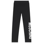 Girls Black Logo Leggings, 1, hi-res