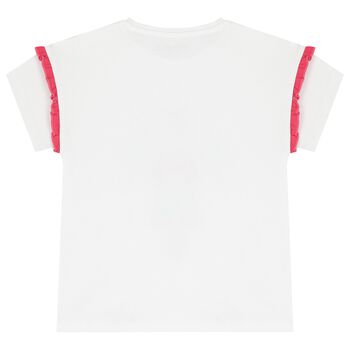 Girls White Teddy Bear T-Shirt