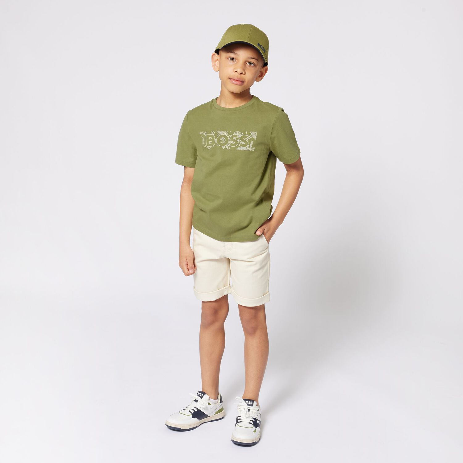 Boys White & Black Logo Trainers, 1, hi-res