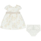 Baby Girls White & Beige Hearts Organza Dress Set, 1, hi-res