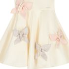 Girls Ivory Butterfly Satin Dress, 1, hi-res