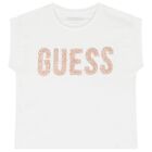 Girls White Cotton Logo T-Shirt, 1, hi-res